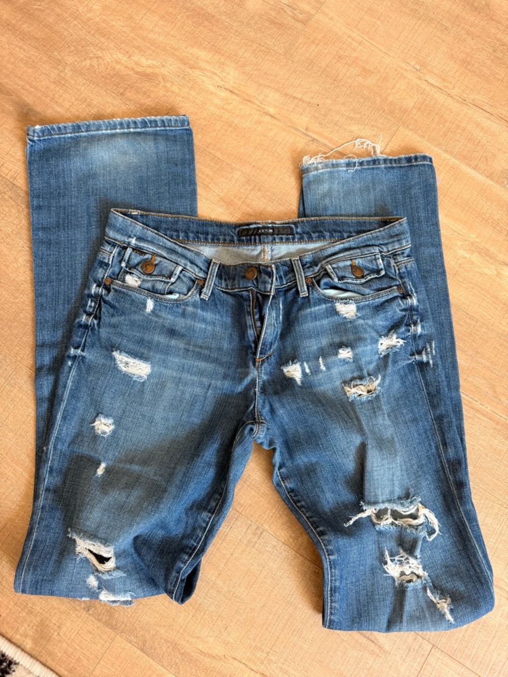 Joe's Jeans Distressed Medium Blue Boot Cut Jeans
